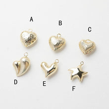 Load image into Gallery viewer, 3D Heart Charms, StarFish Charm,  14K Gold Plated CZ Pave Love Pendant, Necklace Making Pendants, Jewelry Findings GZ630