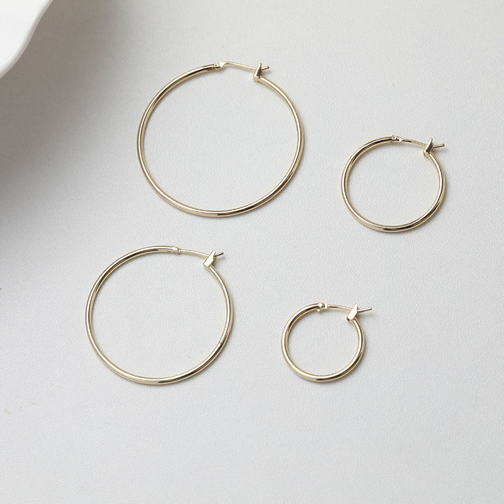 One pair-18K Gold Plated Round Hoop Earring, Huggie Hoops Earring Parts, Spring Ear Hoops, 20mm, 25mm, 35mm, 40mm, hoop earrings GT021