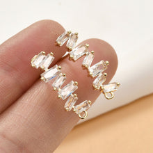 Load image into Gallery viewer, Irregular Pave CZ Earring Post, 14K Gold/Silver Plated,  S925 Silver Pin Nickel Free Earrings, Hypoallergenic Earring Findings LL115-D0084