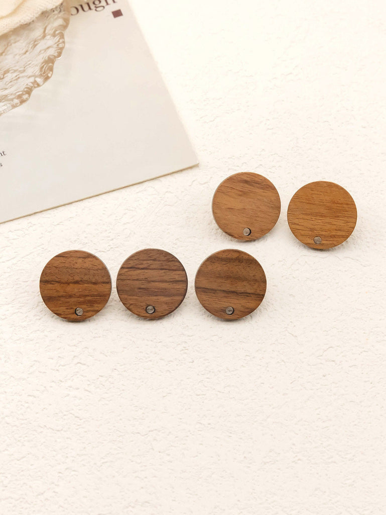 4PCS Circle Wood Earrings, Round Wooden Earrings for women, Reclaimed Walnut Wood, Nickel Free, Geometric Statement Earrings Finding  JT921