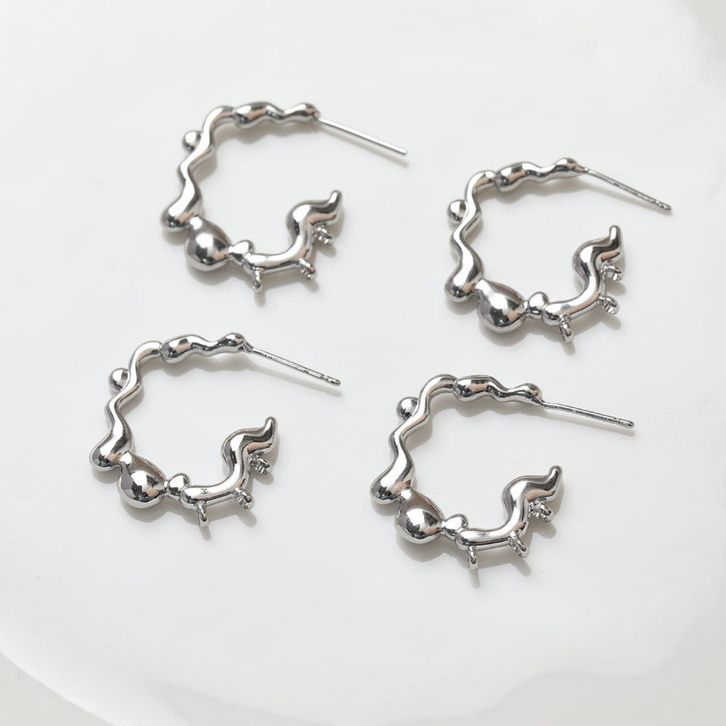 قرط متدلي غير منتظم بثلاث حلقات، ذهب/فضة عيار 14 قيراط، أقراط فضة S925 خالية من النيكل، قرط دائري مع حلقة GZ111