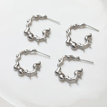 تحميل الصورة إلى عارض المعرض، قرط متدلي غير منتظم بثلاث حلقات، ذهب/فضة عيار 14 قيراط، أقراط فضة S925 خالية من النيكل، قرط دائري مع حلقة GZ111