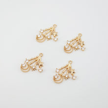Load image into Gallery viewer, CZ Pave Moon⋆ Charm, Cubic Zircon Crystal Pendant, CZ Earring Charms,  Gold Plated Brass Earring Charms, Jewelry Findings STG043-F180