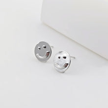Load image into Gallery viewer, Emoji Round Earring Post, Smile Face Post Earring, S925 Silver Pin, 12.3mm, Nickel Free Earrings, Irregular Shape Ear Stud with Loop ZX275