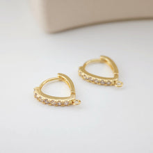 Load image into Gallery viewer, Drop Shape Ear Hoops Pave Crystal, 15.6*13mm, 18K Gold Plated Leverback Earrings, Huggie Hoops Earring D0152
