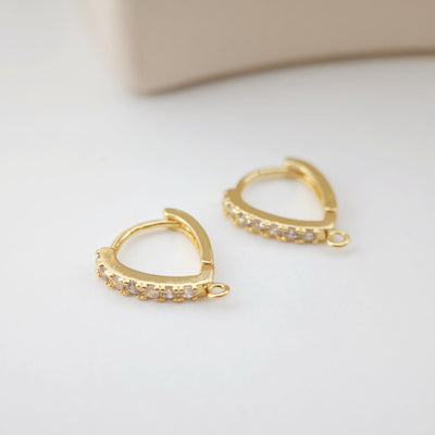 Drop Shape Ear Hoops Pave Crystal, 15.6*13mm, 18K Gold Plated Leverback Earrings, Huggie Hoops Earring D0152