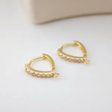 Drop Shape Ear Hoops Pave Crystal, 15.6*13mm, 18K Gold Plated Leverback Earrings, Huggie Hoops Earring D0152