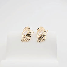 Load image into Gallery viewer, Hammered Ear Post With 2 Loops, Oval Shape, S925 Silver Ear Pin Nickel Free, Gold Ear Stud, Hypoallergenic Earring Findings ZX278