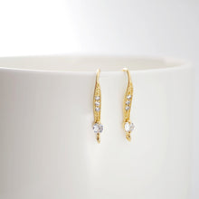 Load image into Gallery viewer, 18K Gold Plated Ear Wires, Cubic Pave Earring Hooks, Nickel Free, Fish Hooks, Ear Wires for Jewelry Making D0175
