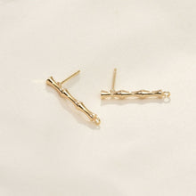 Load image into Gallery viewer, 4pcs Gold Bamboo Earring Post With Loop, Bamboo Stud Earring Nickel Free, 23mm, Hypoallergenic Earring Findings Z079