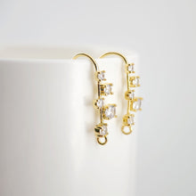 Load image into Gallery viewer, 18K Gold Plated Ear Wires, Multiple small cubic zirconias Pave Earring Hooks, Nickel Free, Fish Hooks, Ear Wires for Jewelry Making D0185