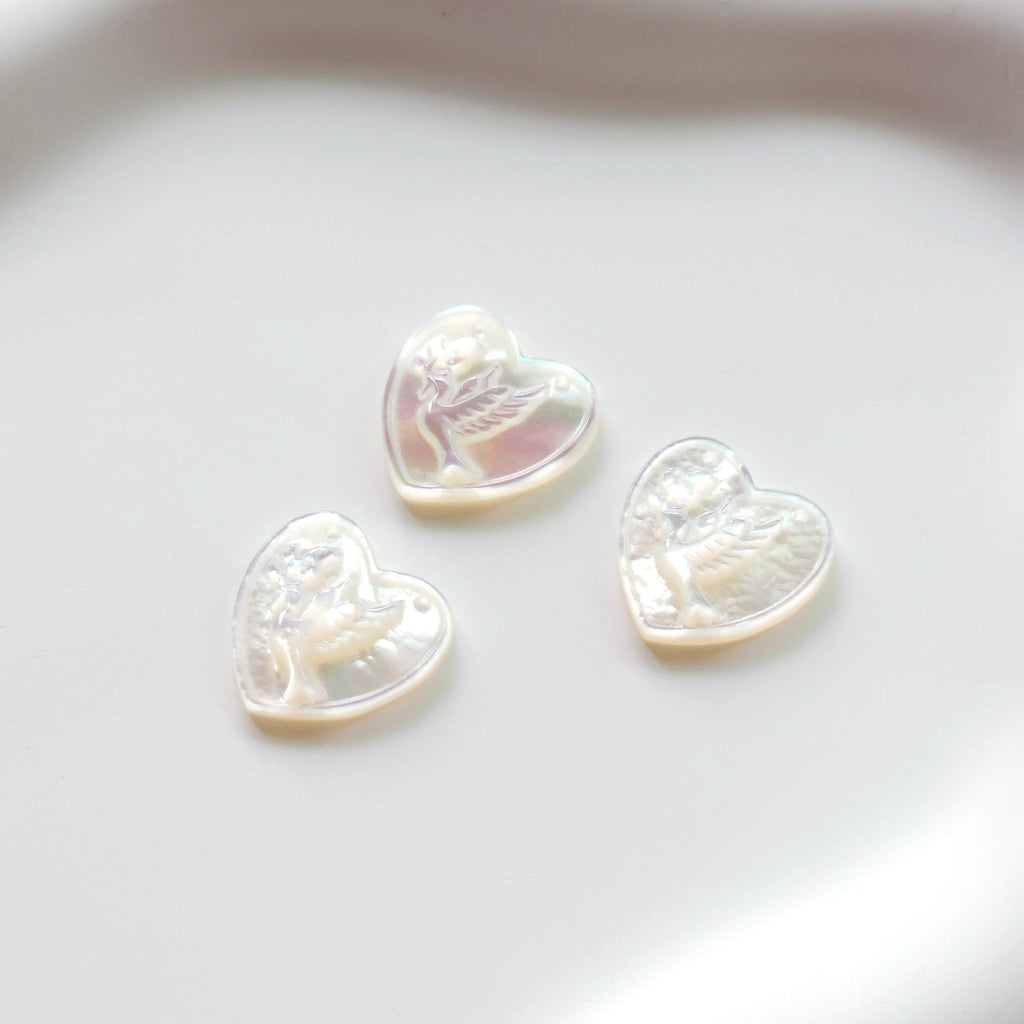 Heart White Mother-of-Pearl, MOP Shell Pendant, Sector White Nacre, Shell Charm, Mother of Pearl Jewelry Making Findings RY013