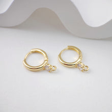 Load image into Gallery viewer, CZ Pave Earring Hoop, Gold Plated Huggie Hoop Earring with Loop, Huggie Hoops DIY Earring  Findings,Handmade Earring Supplies D0085