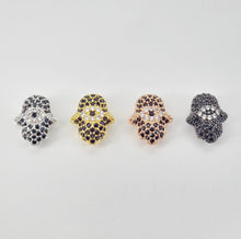 Load image into Gallery viewer, Hamsa Hand Beads, 14K Gold plated Cubic Zirconia Pave Pendant, Jewelry making supplies for Necklace and Bracelet S20801