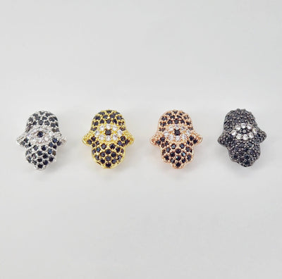 Hamsa Hand Beads, 14K Gold plated Cubic Zirconia Pave Pendant, Jewelry making supplies for Necklace and Bracelet S20801