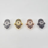 Hamsa Hand Beads, 14K Gold plated Cubic Zirconia Pave Pendant, Jewelry making supplies for Necklace and Bracelet S20801