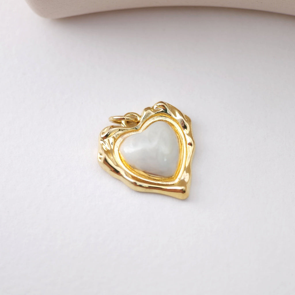 Heart Pendant, Enamel Heart Charm, 18K Gold Plated, Love Pendant, Necklace Making Pendants, Jewelry Findings S1214