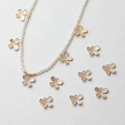 Gold Butterfly Charm, Dainty Gold Plated Butterfly Pendant, 12.5*10.6mm, Necklace Bracelet Earring Making GT037
