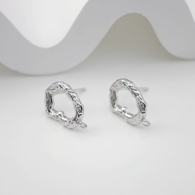 Irregular Niche Ear Post With Loop, S925 Silver Ear Pin Nickel Free Earrings, Gold/Silver Ear Stud, Hypoallergenic Earring Findings ZX181