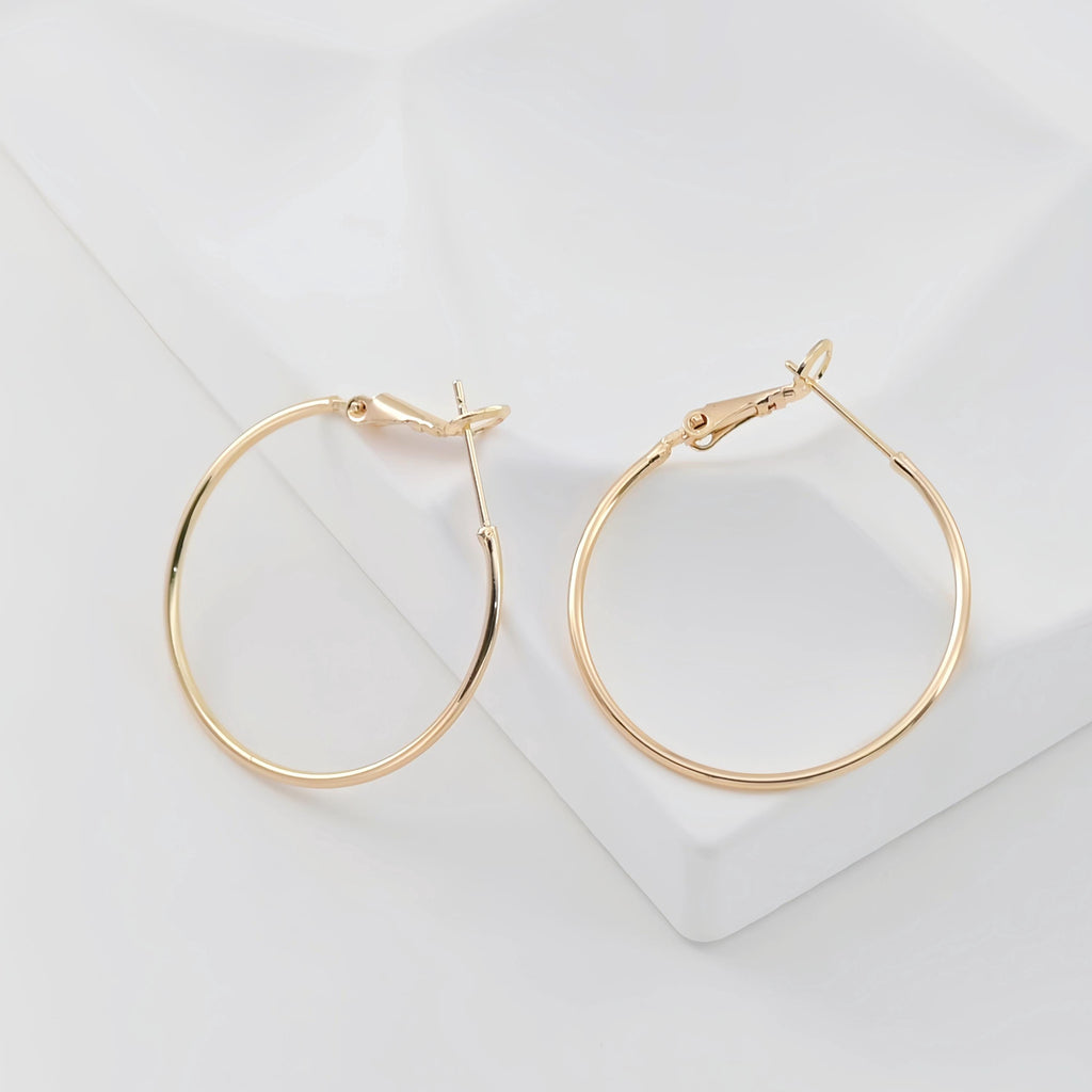 10PCS 18K Gold Plated Round Hoop Earring, Huggie Hoops Earring Parts, Spring Ear Hoops, 30mm, hoop earrings Z102