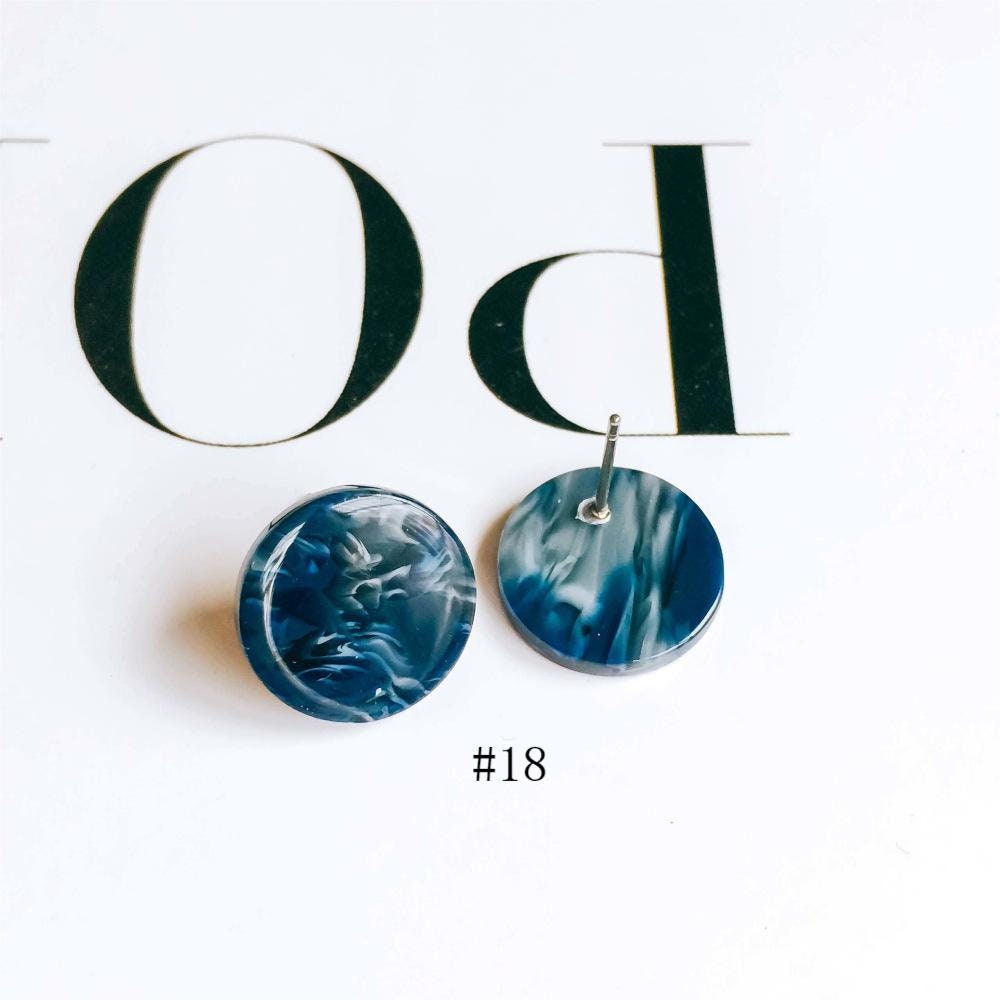 10PCS Acrylic Round Earring Findings, 15 Colors You Choose, S925 Silver Ear Stick, Nickel Free, Earring Finding MY008