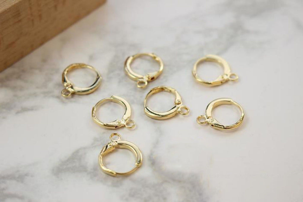 10PCS  18K Gold Plated Round Hoop Earring , Huggie Hoops Earring Parts, Spring Ear Hoops, 11mm,hoop earring  for Jewelry Making S816