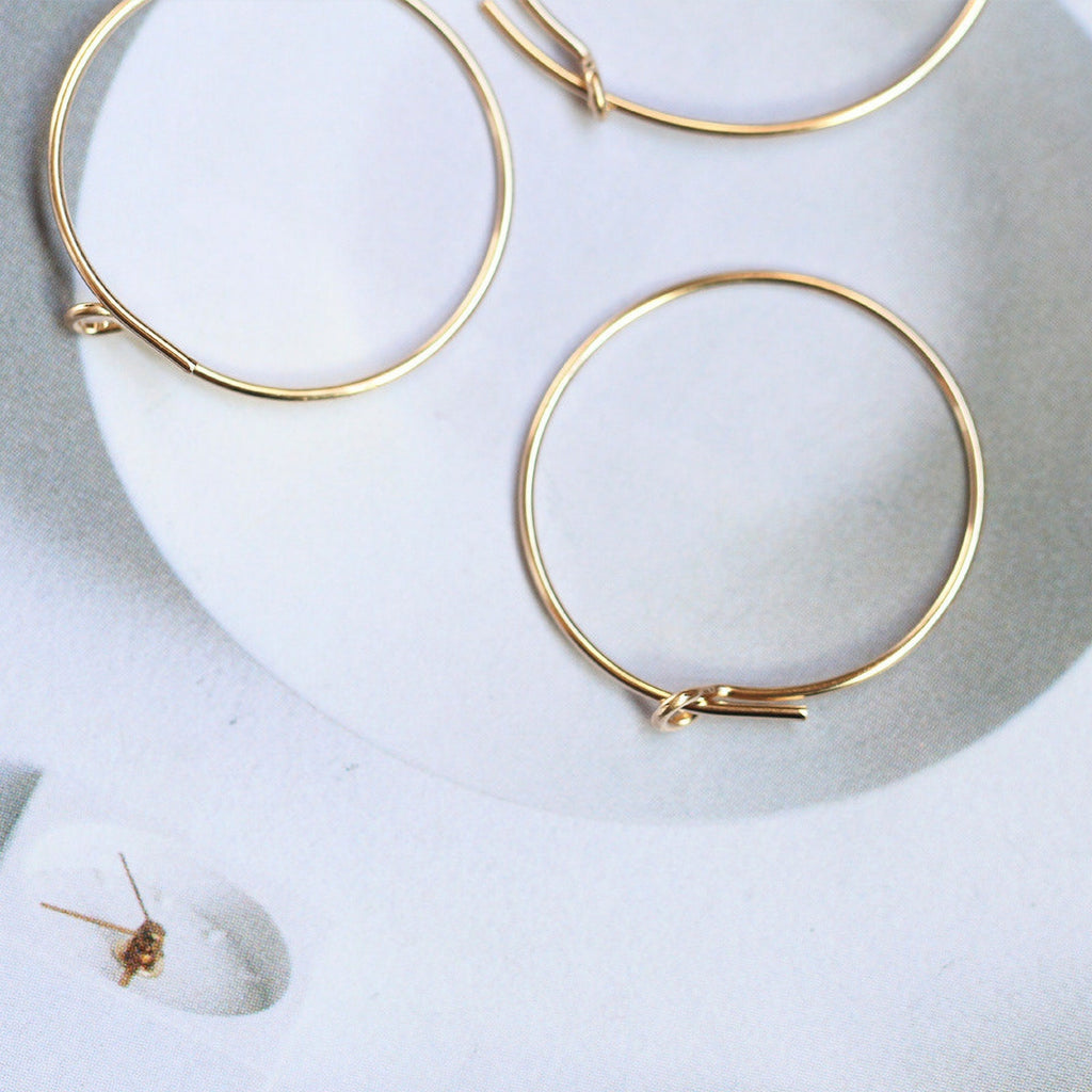 14K Gold Filled Round Hoop Earring , 15mm 20mm 25mm 30mm 45mm, Nickel Free Circle Earring Hoops, DIY Earring Finding, B033