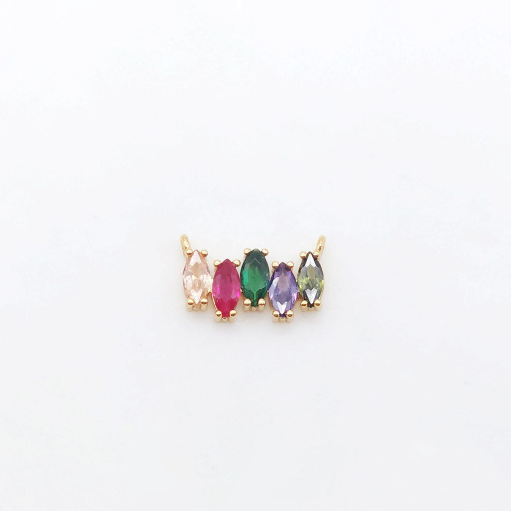 Rainbow Cubic Tennis Connector, 4mm CZ, 18K Gold Plated CZ Pave Tennis Pendant, Bracelet Making Charm, Jewelry Findings S20540