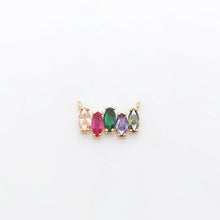 Load image into Gallery viewer, Rainbow Cubic Tennis Connector, 4mm CZ, 18K Gold Plated CZ Pave Tennis Pendant, Bracelet Making Charm, Jewelry Findings S20540