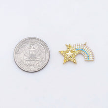 Load image into Gallery viewer, Star&amp;Rainbow Charms, Pave Cubic Star Pendant, 24.5mm, 18K Gold Plated, Necklace charms, Jewelry Findings S20428