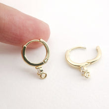 Load image into Gallery viewer, CZ Pave Earring Hoop, Gold Plated Huggie Hoop Earring with Loop, Huggie Hoops DIY Earring  Findings,Handmade Earring Supplies D0085