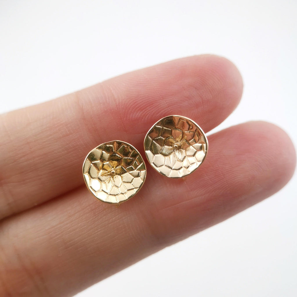 10pcs 14K Gold Cup Earring Post With Loop, 10mm, S925 Silver Pin Nickel Free Earrings, Ear Stud, Hypoallergenic Earring Findings Z066