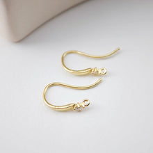 Load image into Gallery viewer, 18K Gold Plated Ear Wires, Cubic Pave Earring Hooks, Nickel Free, Fish Hooks, Ear Wires for Jewelry Making D0183