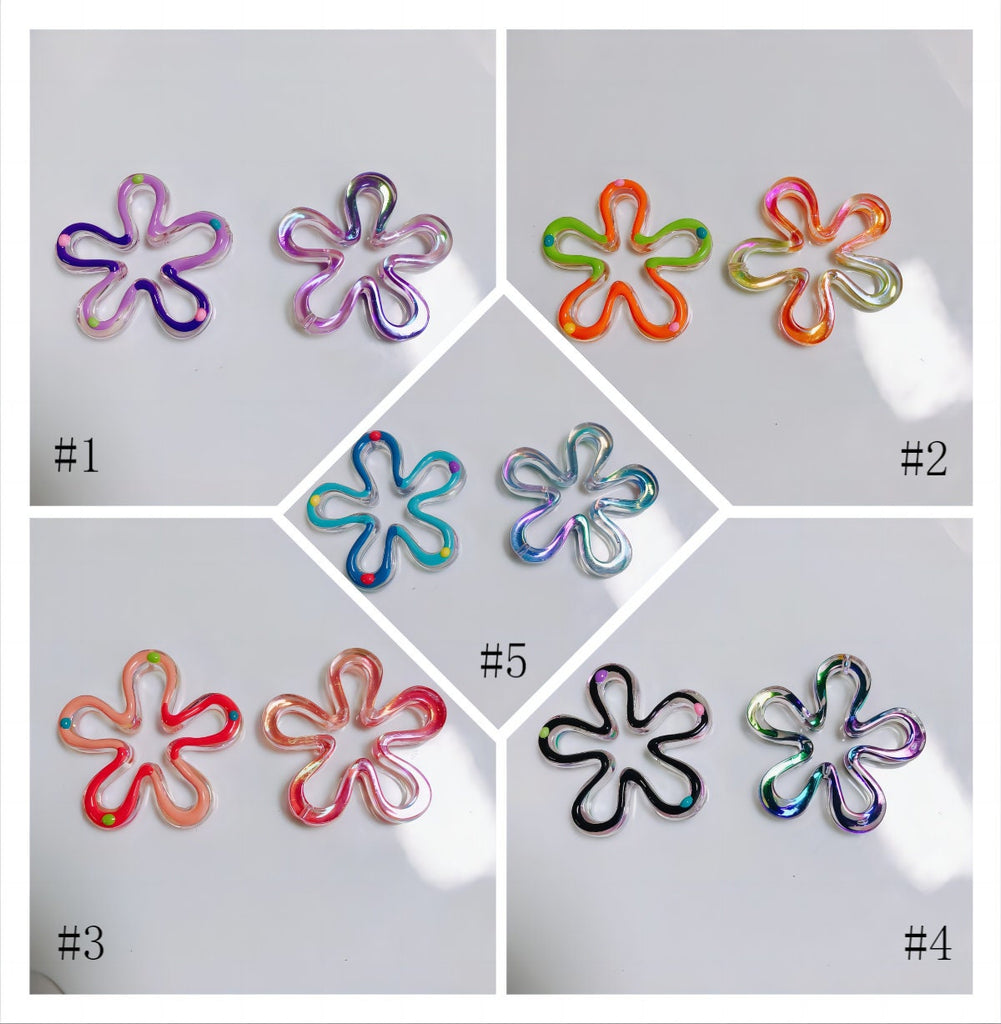 2pcs Acrylic Flower Pendant, Flower Charm, 38.8mm, Acrylic Drop Charm for Jewelry Making, DIY Beads Finding MY121