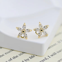 تحميل الصورة إلى عارض المعرض، أقراط على شكل زهرة من الزركونيا المكعبة، مطلية بالذهب مع حلقة، مضادة للحساسية، أدوات يدوية الصنع، لوازم صنع الأقراط بنفسك D0245