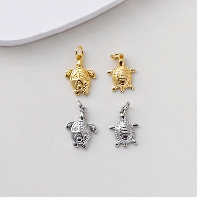 Sea Turtles Charm, 18K Gold/Silver Plated Animal Charms, Tiny Marine life Pendant, For Necklace And Earring Making, Jewelry Findings S1390