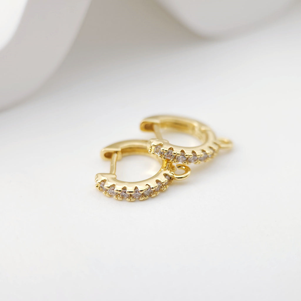 أقراط دائرية مرصعة بالزركونيوم المكعب، أقراط دائرية مطلية بالذهب مع حلقة، نتائج أقراط دائرية من صنعك، لوازم أقراط يدوية الصنع D0106