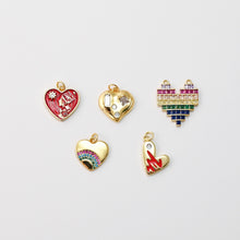 Load image into Gallery viewer, Heart Pendant, Cubic Pave Charm, 18K Gold Plated, Love Pendant, Necklace Making Pendants, Jewelry Findings