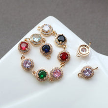 Load image into Gallery viewer, 10pcs CZ Pave Connector, Cubic Zircon Crystal Pendant, Bracelet Necklace Pendant, 14K Real Gold Plated, Jewelry Findings HL099-F096