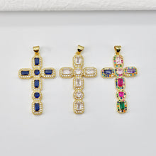 Load image into Gallery viewer, Cross Charms, CZ Pave Cross Pendant, Multiple Cross Styles, 18K Gold Plated Brass, Necklace Making Charms, Jewelry Findings S20702
