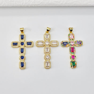 Cross Charms, CZ Pave Cross Pendant, Multiple Cross Styles, 18K Gold Plated Brass, Necklace Making Charms, Jewelry Findings S20702