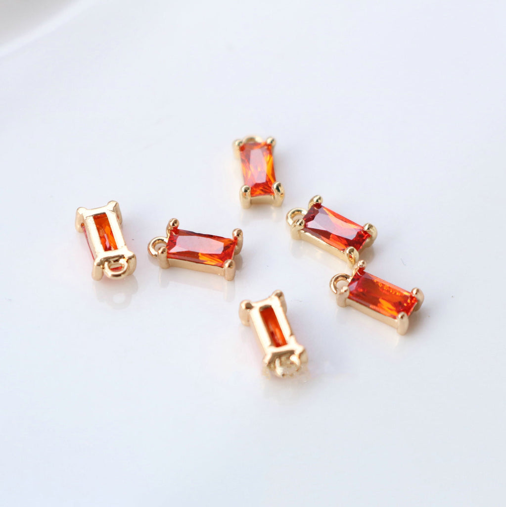 10pcs Rectangular Charm, Cubic Zircon Crystal Pendant, Bracelet Necklace Pendant, 14K Real Gold Plated, Jewelry Findings HL070-F132