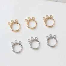 Load image into Gallery viewer, 10pcs- Gold round Ear Hoops with 3 loops,  14K Gold/ Silver Plated Leverback Earrings, Huggie Hoops Earring BB075-ZX7023