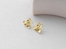 Load image into Gallery viewer, Flower Earring Post, 18K Real Gold Plated Brass Stud Earring With Loop, s925 silver pin, Nickel Free, Earring Finding D0411