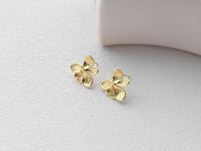 Flower Earring Post, 18K Real Gold Plated Brass Stud Earring With Loop, s925 silver pin, Nickel Free, Earring Finding D0411