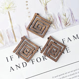 10PCS Rhombus Wooden Pendant, 38*42mm, Geometric Wooden Pendant, Necklace Making Findings JT1011