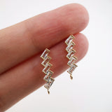 أقراط مستطيلة من الزركونيا المكعبة، عمود مطلي بالذهب مع حلقة، نتائج أقراط اصنعها بنفسك، لوازم أقراط يدوية الصنع D0024