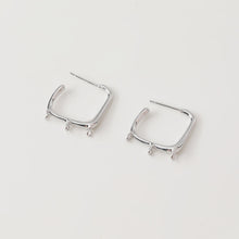 Load image into Gallery viewer, 14k Gold Square Earrings, with 3 Loops, S925 Silver Ear Pin Nickel Free Earrings, Ear Stud Loop, Hypoallergenic Earring Findings BB026