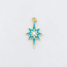 Load image into Gallery viewer, Multicolor Enamel Star Charm, 18K Gold Plated Star Pendant, 21mm, Necklace Bracelet Making Pendant S20495