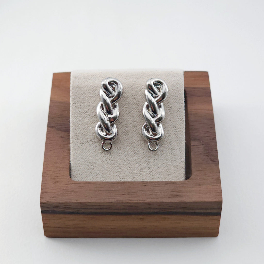 Pendientes de poste trenzado, chapados en oro de 18 quilates, pasador de plata S925, sin níquel, con aro ZX187